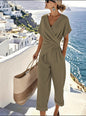Women's Solid Colour Irregular Short Sleeve Suit