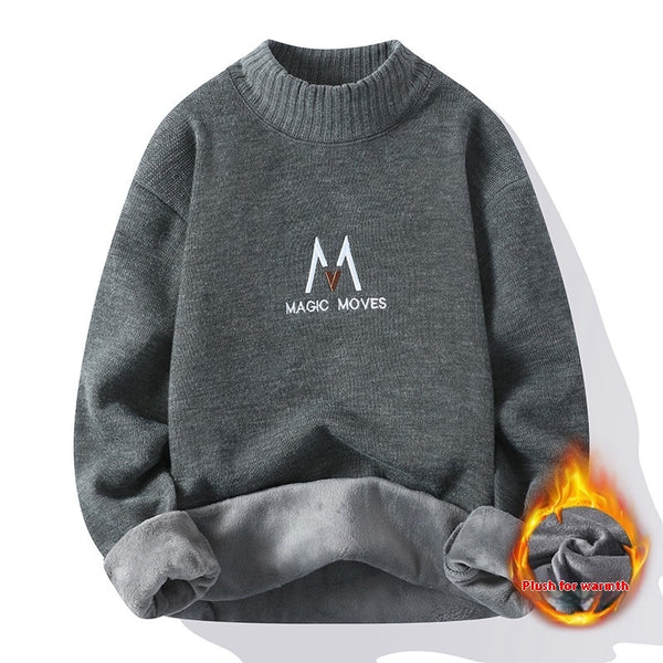 Pull pour homme doublé polaire épais d'hiver