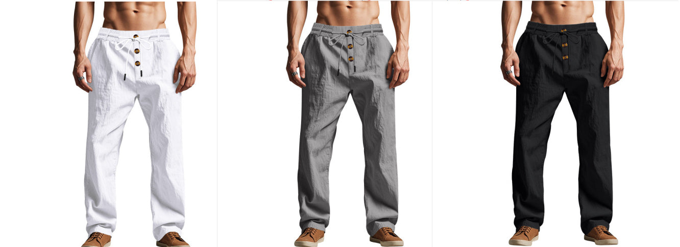 Men's Loose Fit Straight-Leg Casual Trousers | Breathable Summer Beach Pants