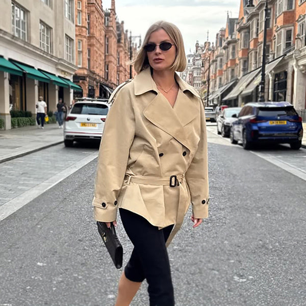 Women's Lace-Up Waist Trench Coat
