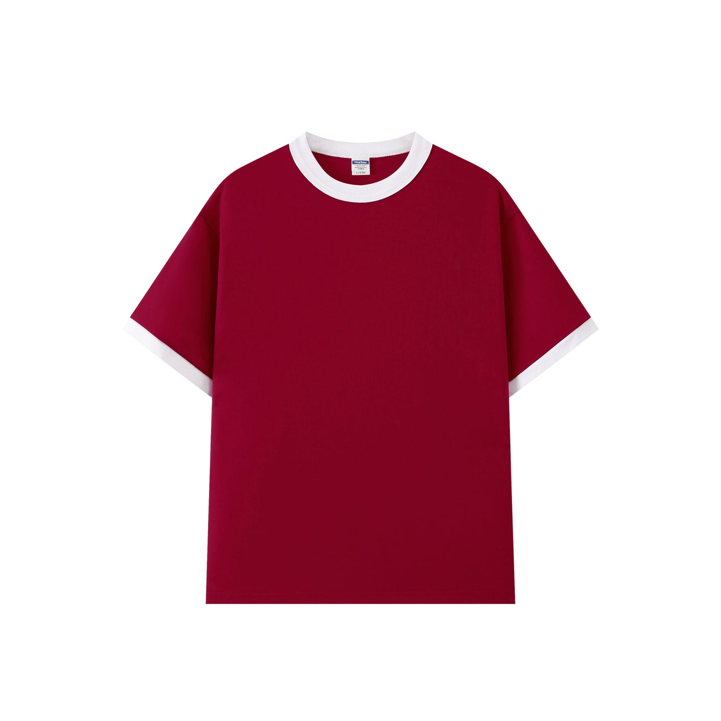Contrast-color Short-sleeve Crew Neck Spliced Color