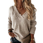 V-neck Long-sleeved Pullover Sweater Top