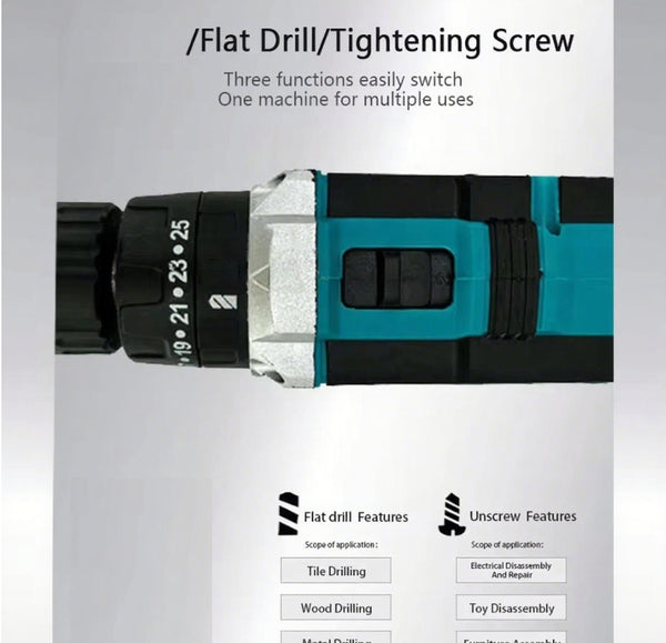 21V Cordless Drill Kit with 2 Batteries