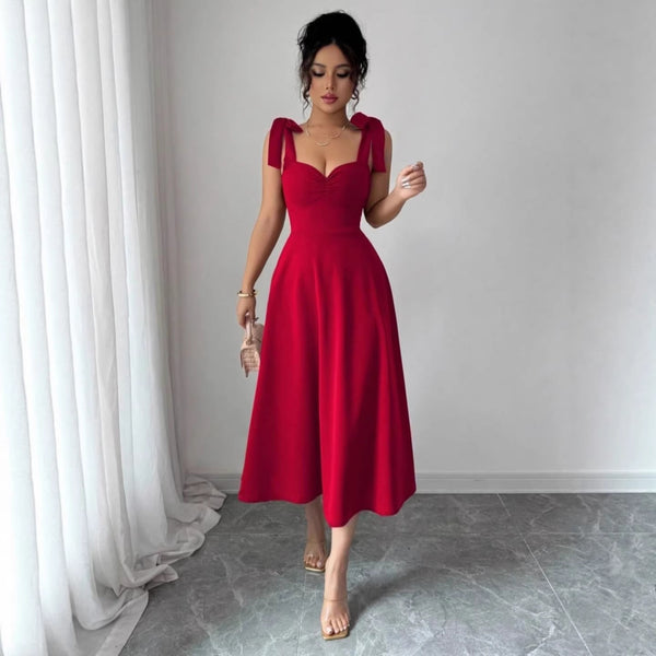 Lace-up Waist-cinching Maxi Dress