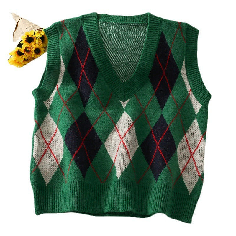 Retro V-neck Loose Stacking Japanese Sweater Top Women - Stuffs & Savers