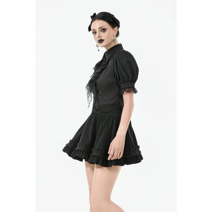 Dark in Love Lolita-Inspired Ruffled Mini Skirt in Black