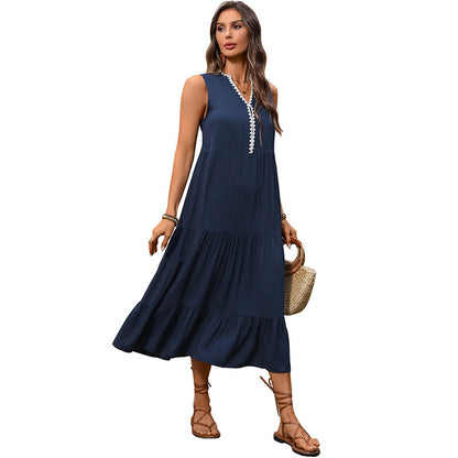 Color-Block V-Neck Maxi Dress