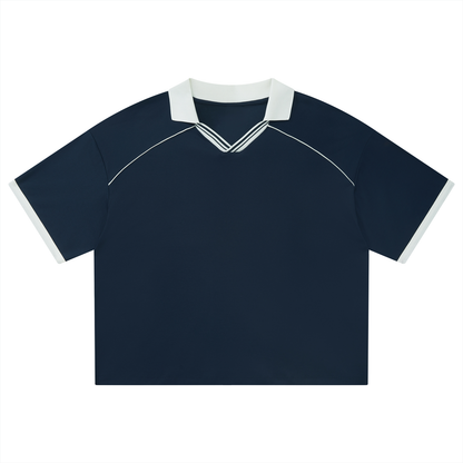 Unisex Collared Piping Boxy Soccer Jersey