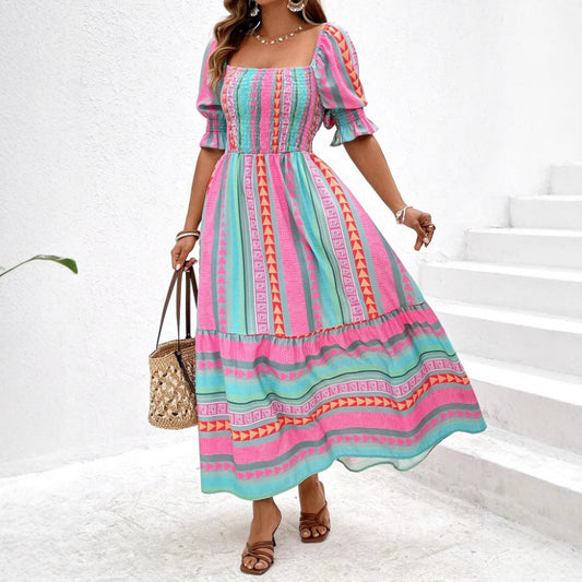 Short Sleeve pattern Dress