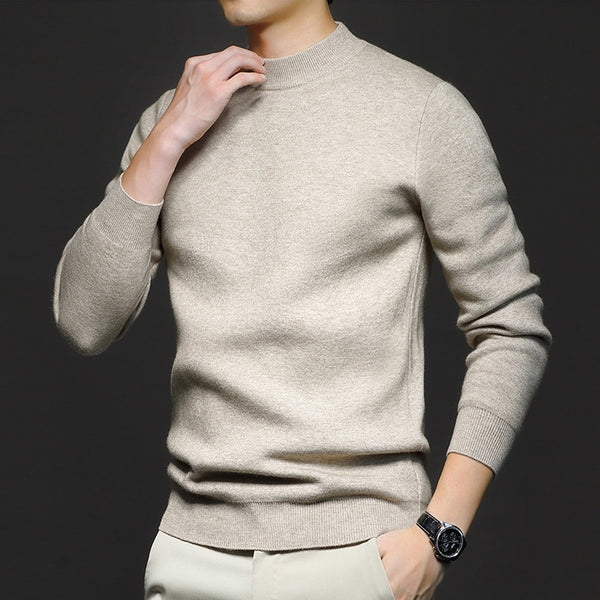 Pull Homme Col Montant Tricoté Manches Longues