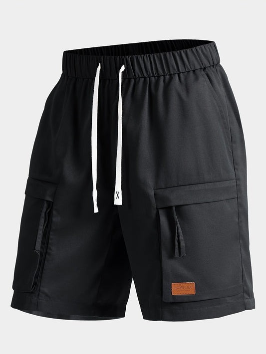 4pcs Men's Casual Cargo Shorts with Elastic Drawstring Waist & Multiple Pockets - Lightweight Summer Non-Stretch Fabric, Regular Fit