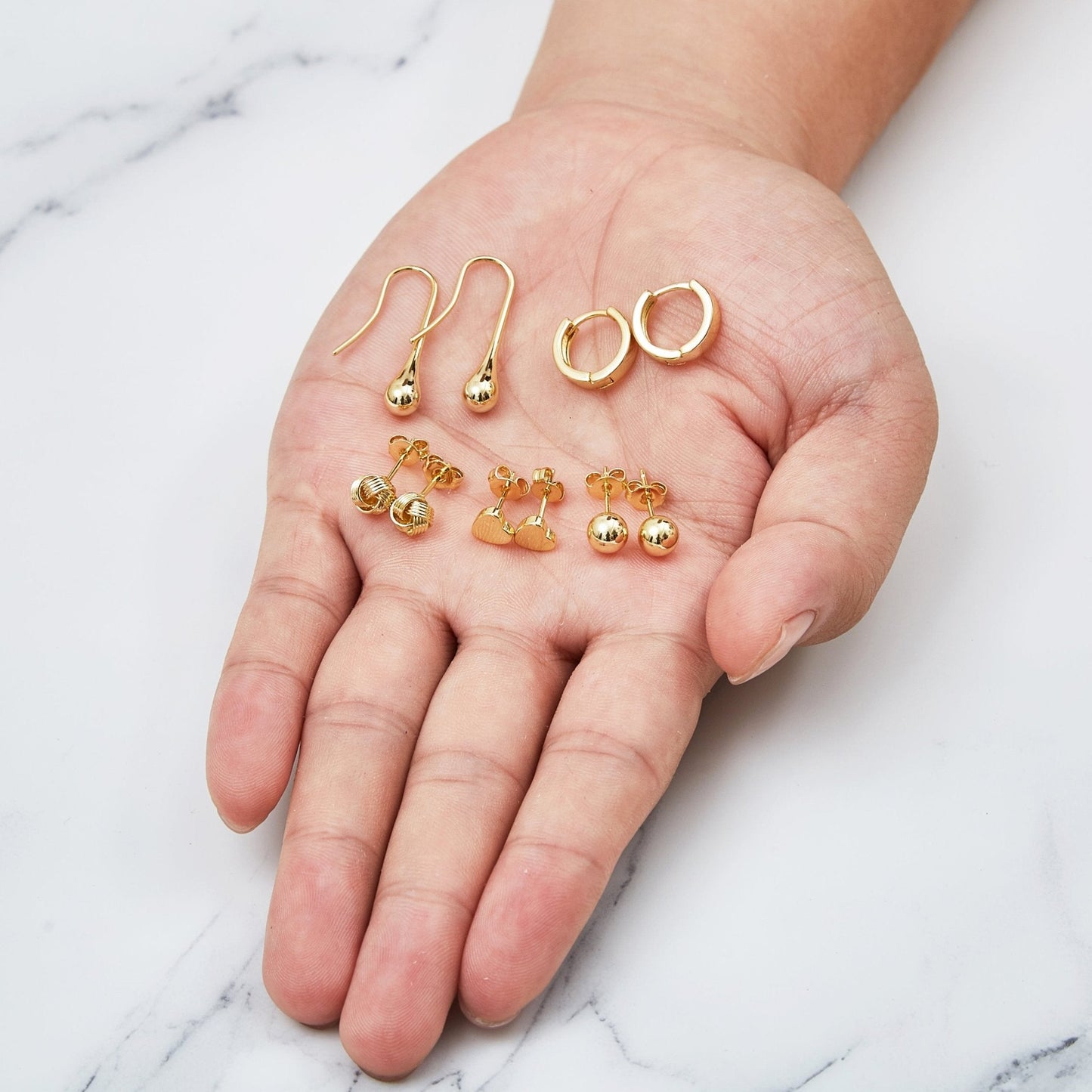 5 Pairs of Gold Plated Earrings