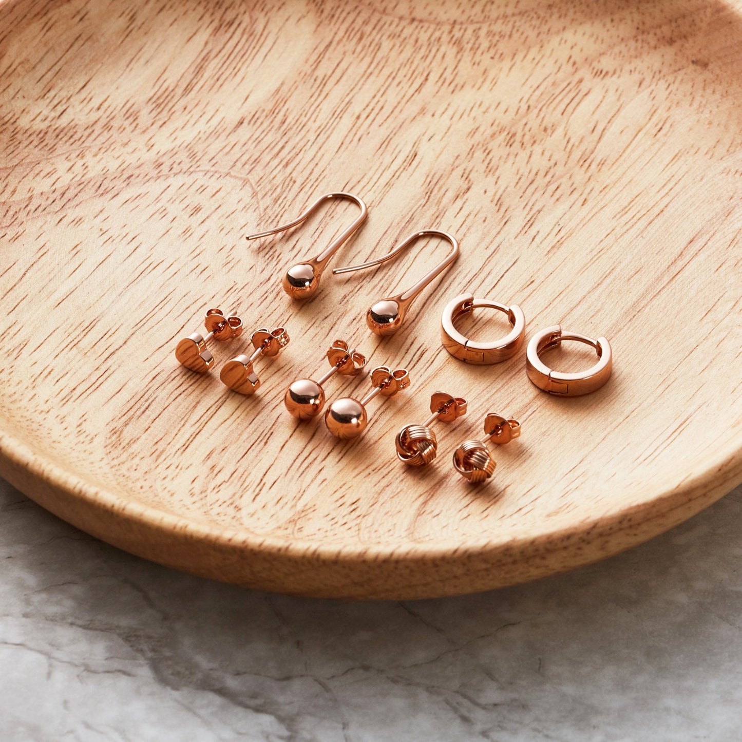 5 Pairs of Rose Gold Plated Earrings