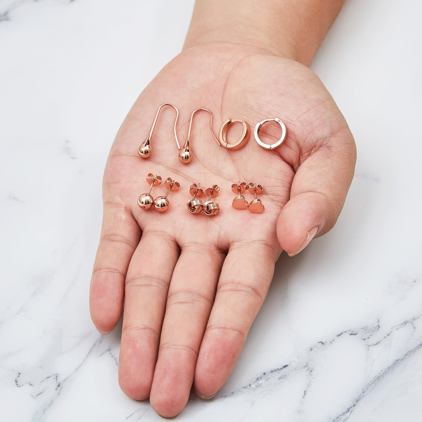 5 Pairs of Rose Gold Plated Earrings