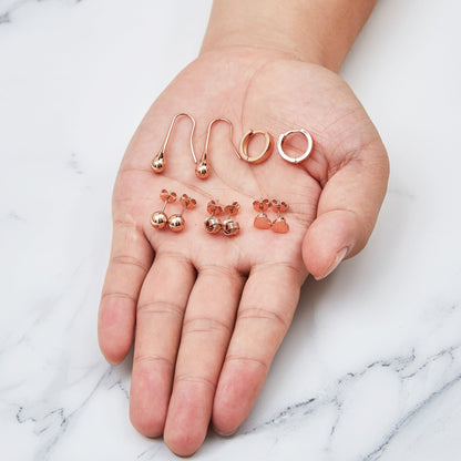 5 Pairs of Rose Gold Plated Earrings