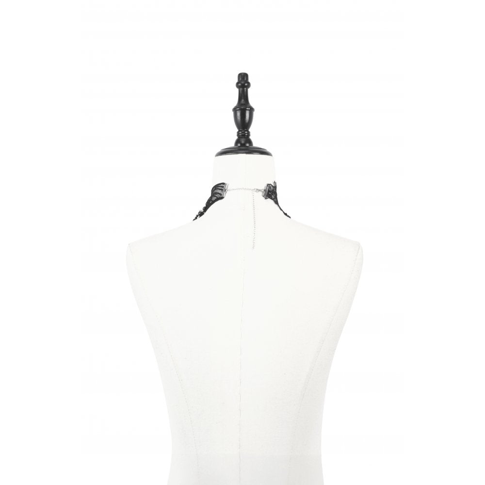 Collier Lysandra papillon dentelle perlé Dark in Love