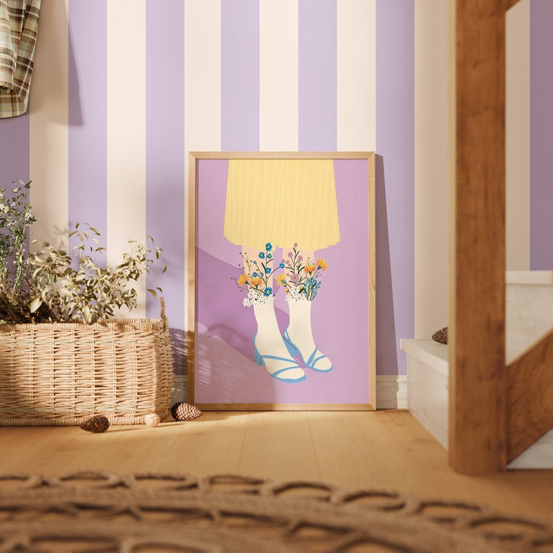 STATELY STRIPE LAVENDER CREAM WALLPAPER