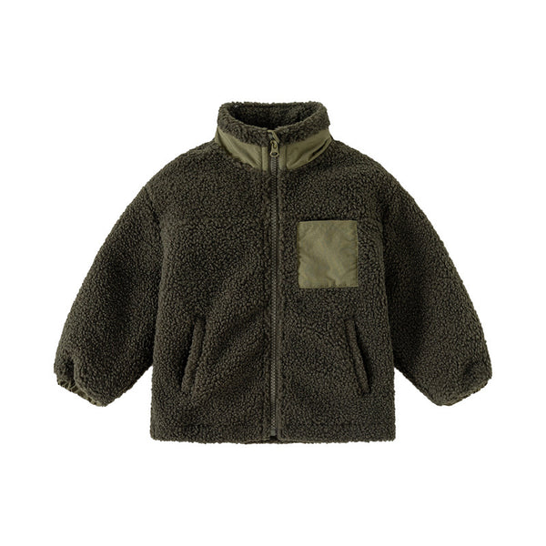 Fleece Stand Collar Stitching coat