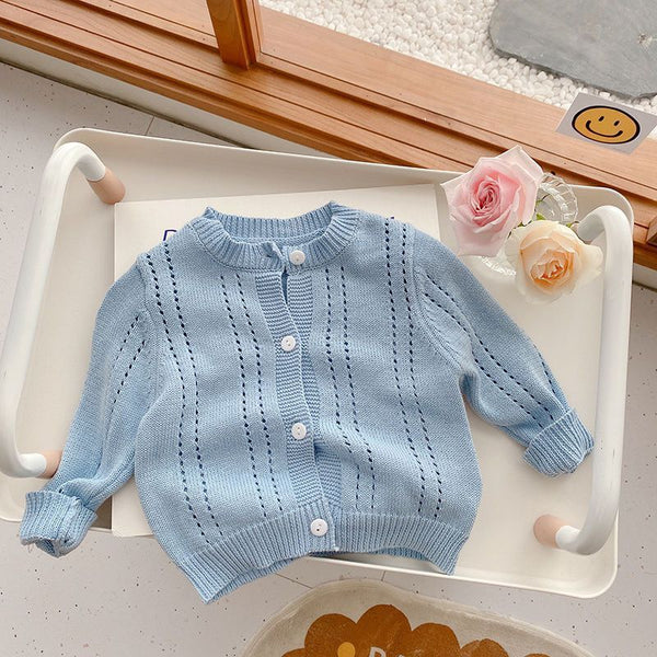 Candy Kids Full Sleeve Solid Knitted Outwear Coat Sweater - Stuffs & Savers