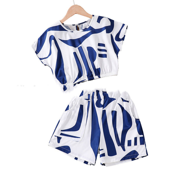 Zebra-Print Top and Wide-Leg Shorts Set