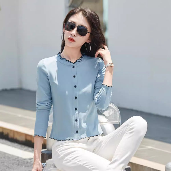 Slim button up cardigan long sleeved top