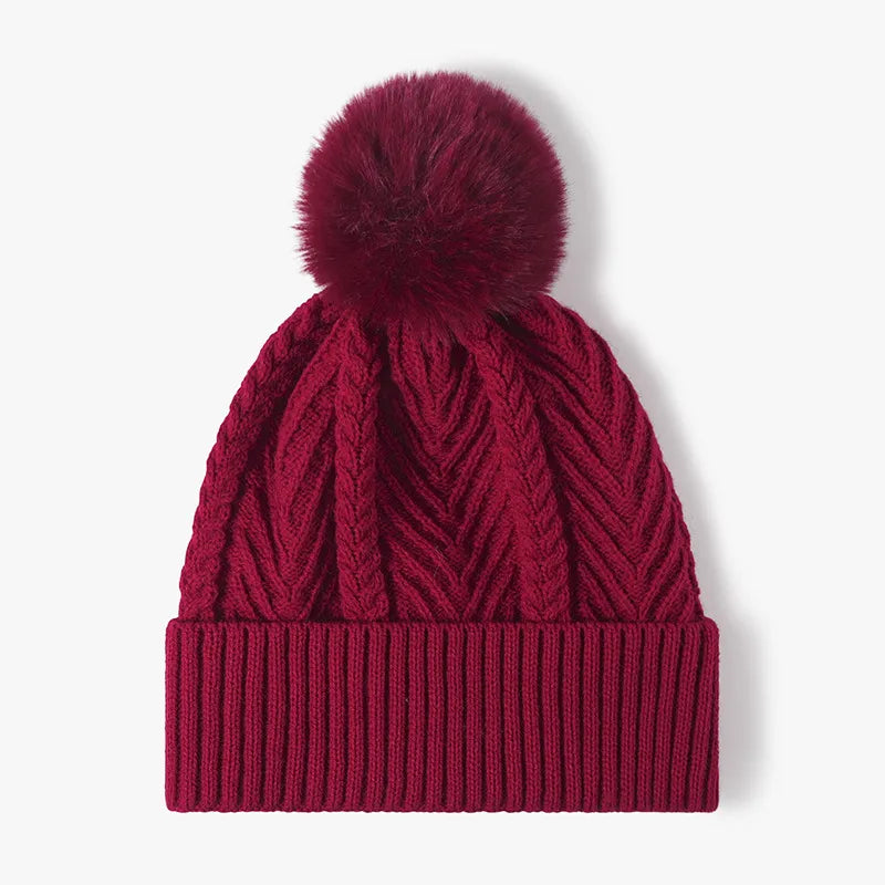 Cable knit pompom hat - view 5