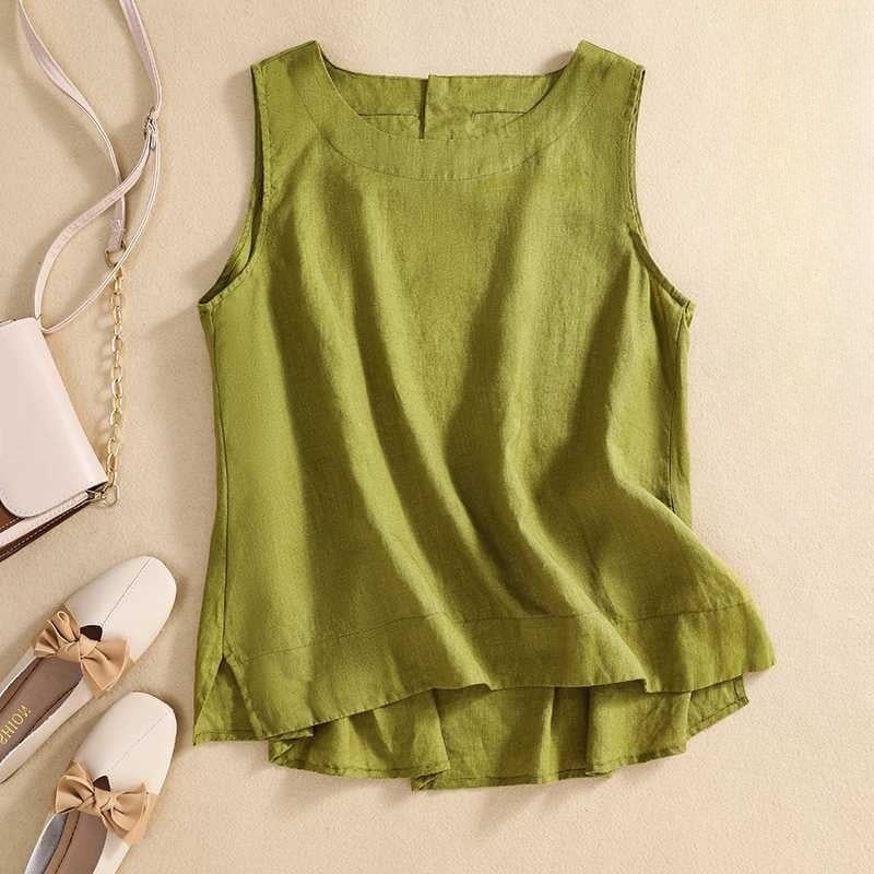 Retro Cotton Linen Vest Women's Loose Sleeveless Top