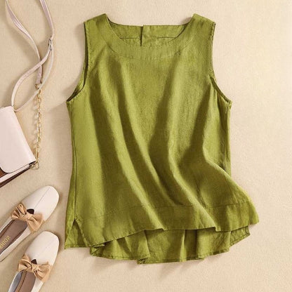 Retro Cotton Linen Vest Women's Loose Sleeveless Top