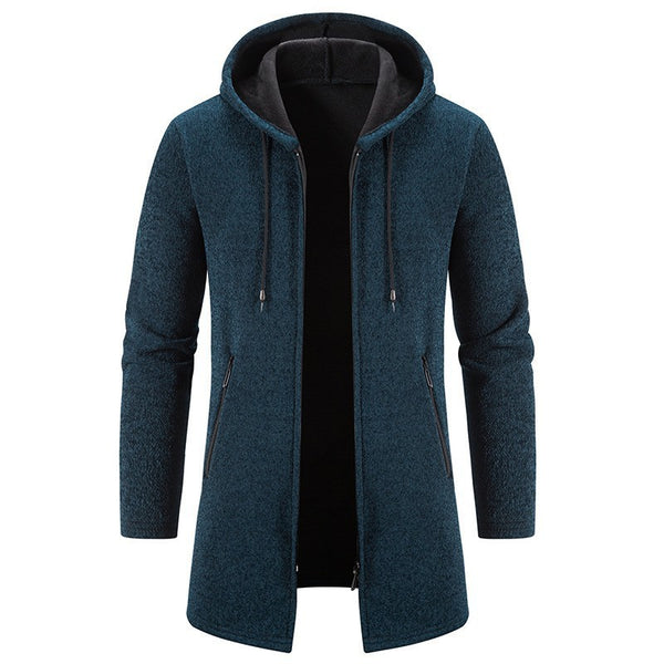 Men's Cardigan Mid-length Hooded Jacket