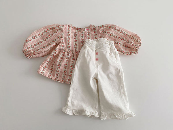 Pantalon décontracté rétro en dentelle à oreilles en bois pour bébés filles Printemps, pantalon large pour enfants, mode enfantine