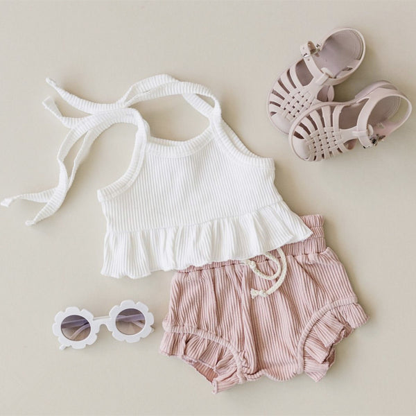 Baby Striped Knit Vest and Shorts Set