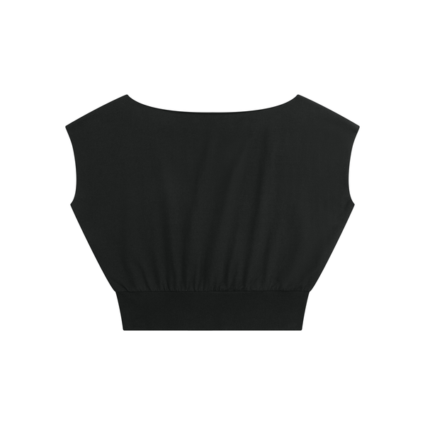 Women’s Boatneck Raw Edge Crop T-Shirt