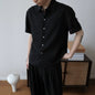 Linen Tencel Lyocell Classic Fit Cuffed Button-Up Casual Short Sleeve Shirt