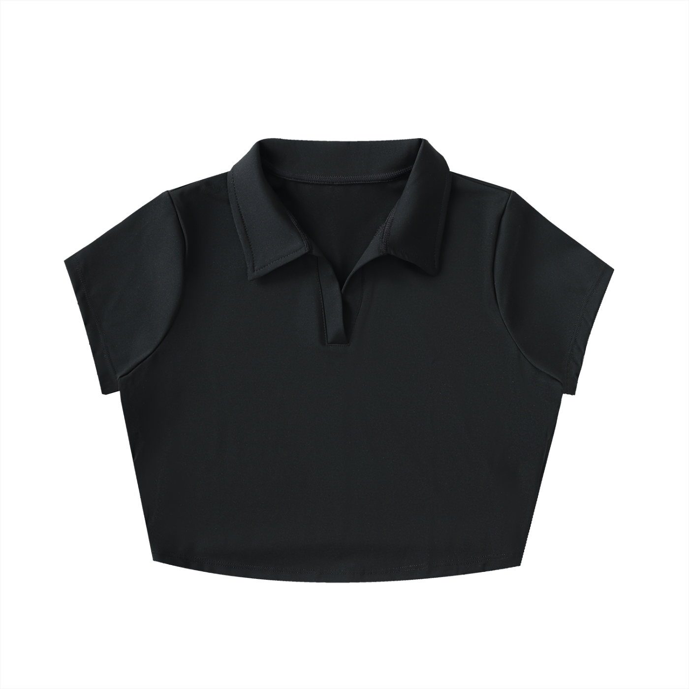 Womens V-Neck Lapel Crop Top
