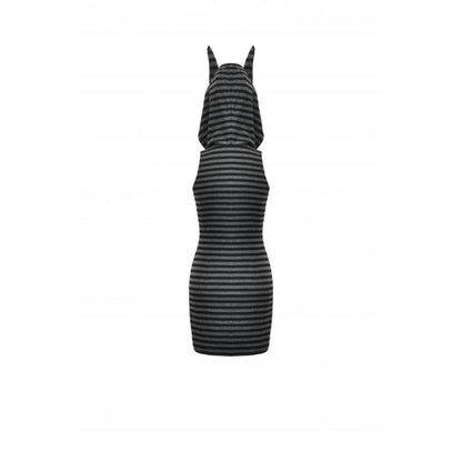Dark In Love Salem Striped Cat Ear Hoodie Dress - Size UK 22 Left Only!