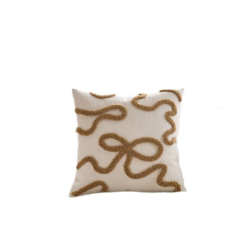 Bow Line Embroidered Pillow Cover