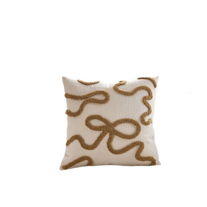 Bow Line Embroidered Pillow Cover