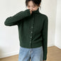Single breasted high neck long sleeved sweater