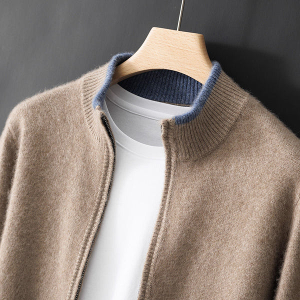 Mens Stand Collar Zipper Thickened Sweater - Stuffs & Savers