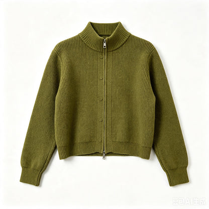 Solid color stand up collar sweater