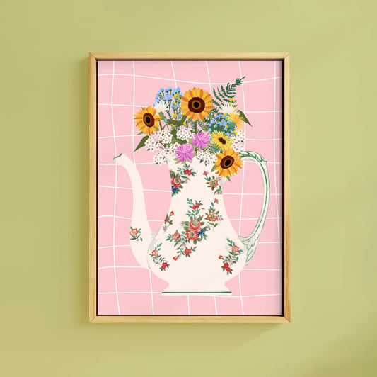 VINTAGE WILDFLOWER TEAPOT PRINT