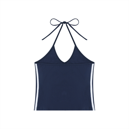 Women's Color Block Halter Crop Tank Top 210GSM