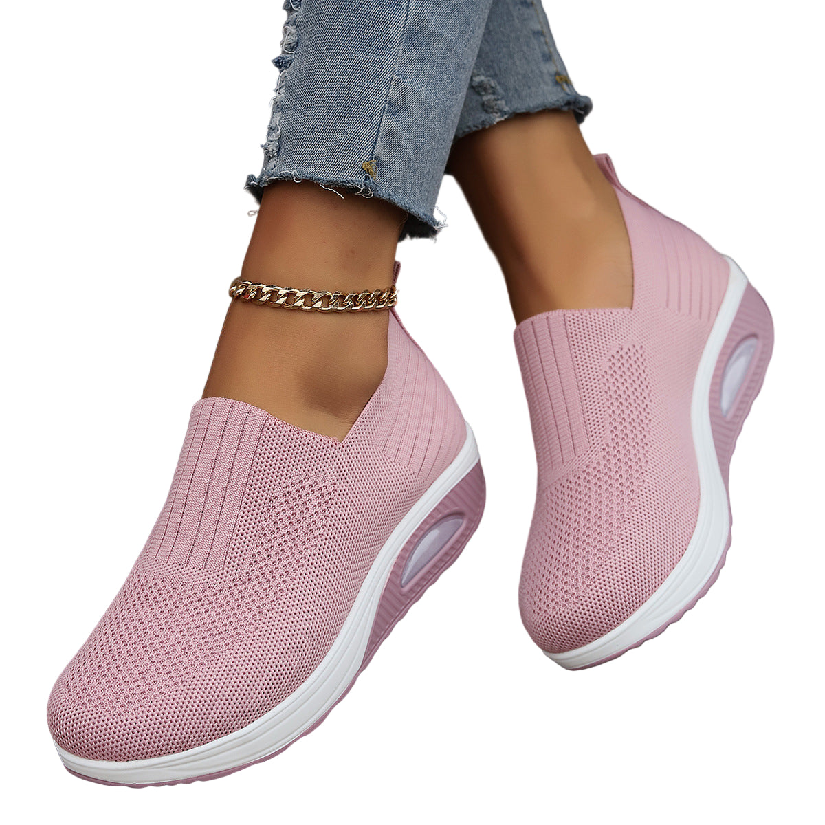 Women's Air Cushion Sneakers - Breathable Fly-Woven