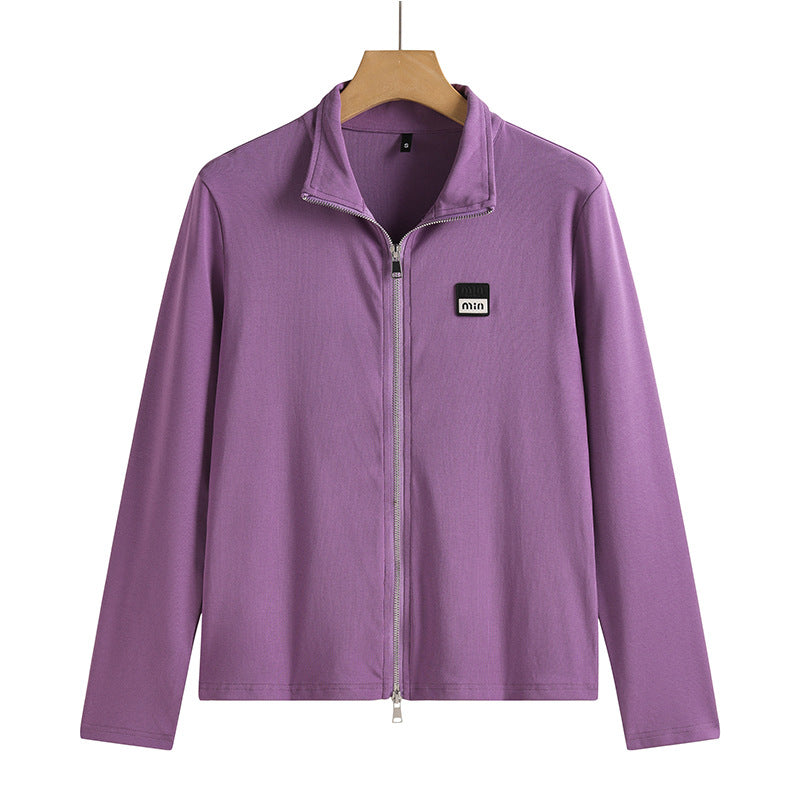 Slim fit stand up collar top