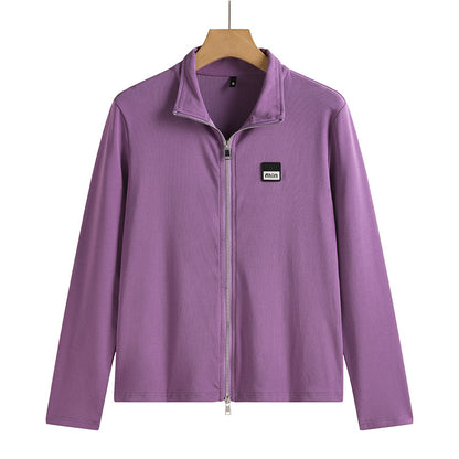 Slim fit stand up collar top