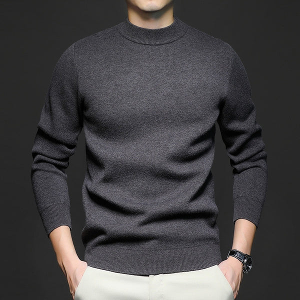 Pull Homme Col Montant Tricoté Manches Longues