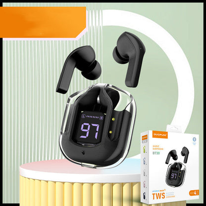 Nouveaux mini écouteurs Bluetooth sans fil transparents avec affichage numérique et réduction de bruit ENC, véritablement sans fil pour le sport et la musique
