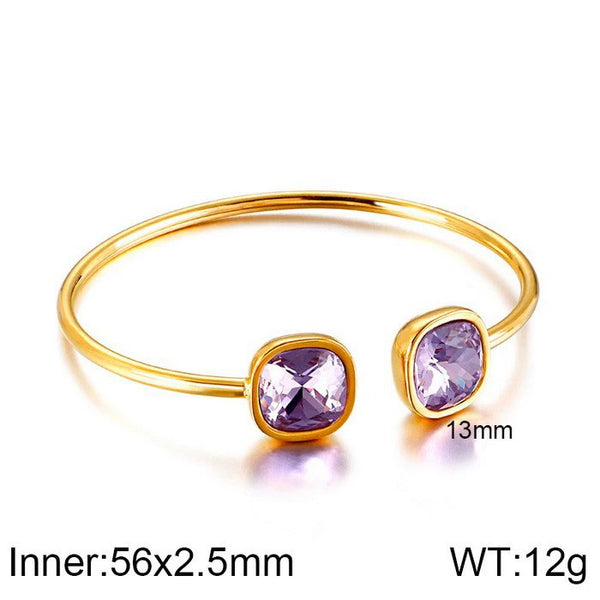 Bracelet carré ouvert creux en acier inoxydable