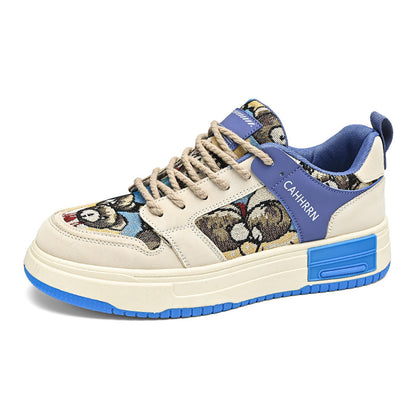 Harajuku style casual lace up color blocked thick soled shoes