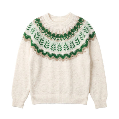 Round neck long sleeved sweater